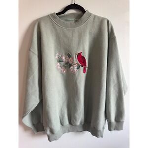 Cuffys Outdoors Womens X Large Sweatshirt Cardinal‎ Floral Embroidered Grandma